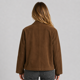 Oversized Suede Notched Lapel Blazer Jacket