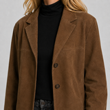 Oversized Suede Notched Lapel Blazer Jacket