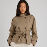 Double-Breasted Trench Jacket with Tie Waist