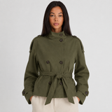 Double-Breasted Trench Jacket with Tie Waist