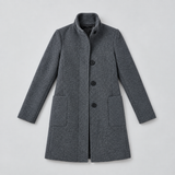 Tailored Wool Button-Front Coat with Stand Collar