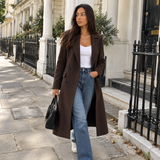 Double-Breasted Longline Coat with Notched Lapel