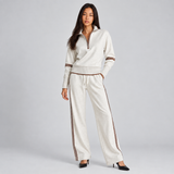 Lounge Set with Quarter Zip and Wide-Leg Pants