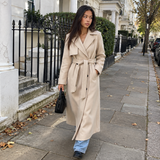 Double Breasted Long Trench Coat with Belt