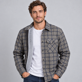 Striped Shirt Jacket with Button Front and Flap Pocket