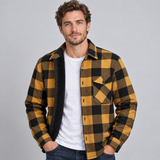 Striped Shirt Jacket with Button Front and Flap Pocket