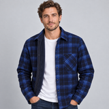 Striped Shirt Jacket with Button Front and Flap Pocket