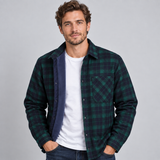 Striped Shirt Jacket with Button Front and Flap Pocket