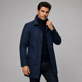 Tailored Car Coat with Button Front and Point Collar