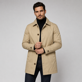 Tailored Car Coat with Button Front and Point Collar