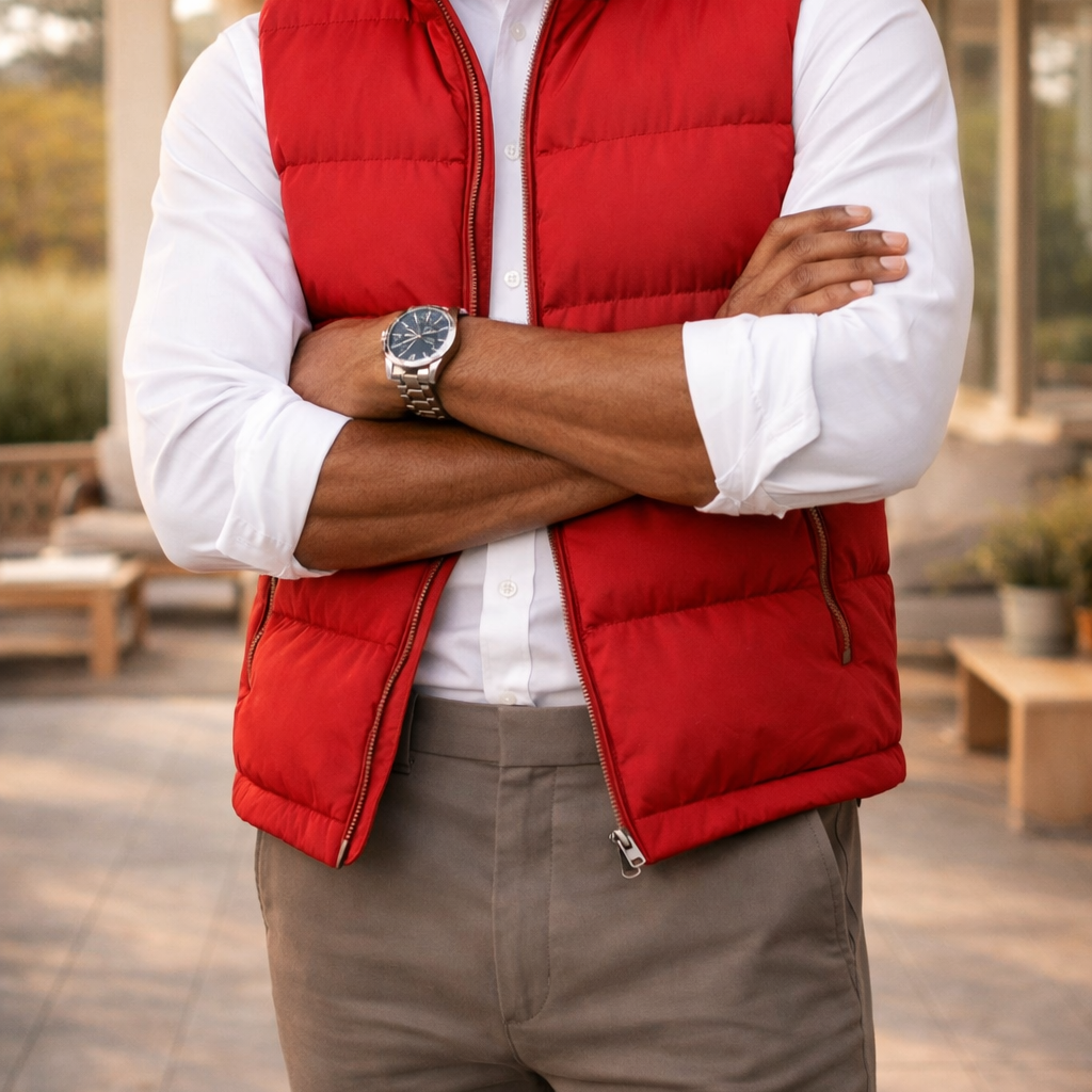 Stand Collar Quilted Puffer Vest with Zip Front