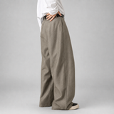 Tailored Wide-Leg Trousers with Pleated Front