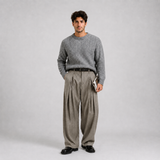 Tailored Wide-Leg Trousers with Pleated Front