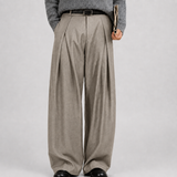 Tailored Wide-Leg Trousers with Pleated Front