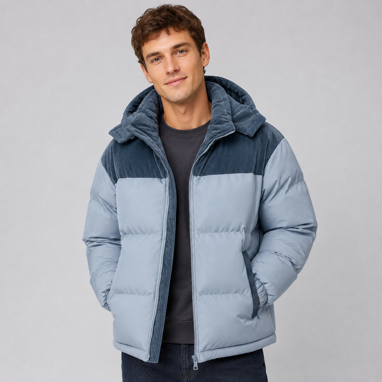 Oversized Hooded Puffer Jacket with Zip Front