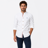 Long Sleeve Button-Front Shirt with Mandarin Collar