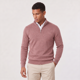 Quarter-Zip Sweater with Stand Collar and Ribbed Trim