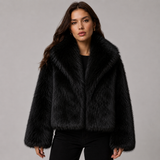 Oversized Faux Fur Jacket with Lapel Collar