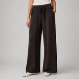 Wide-Leg Knit Trousers with Drawstring Waist and Front Seam