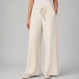 Wide-Leg Knit Trousers with Drawstring Waist and Front Seam