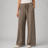 Wide-Leg Knit Trousers with Drawstring Waist and Front Seam