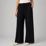 Wide-Leg Knit Trousers with Drawstring Waist and Front Seam