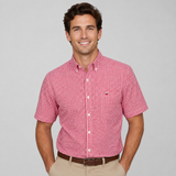 Checkered Short Sleeve Button-Down Shirt with Chest Pocket