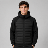 Quilted Puffer Jacket with Hood and Zip Front