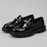 Slip-On Chunky Sole Loafers with Buckle Trim