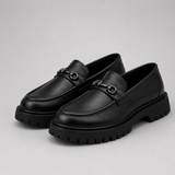 Slip-On Chunky Sole Loafers with Buckle Trim