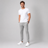 Tapered Leg Trousers with Drawstring Waist