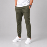 Tapered Leg Trousers with Drawstring Waist