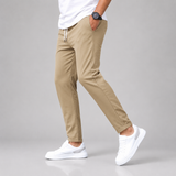 Tapered Leg Trousers with Drawstring Waist