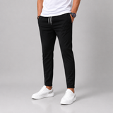 Tapered Leg Trousers with Drawstring Waist