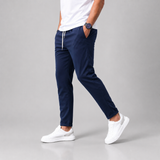 Tapered Leg Trousers with Drawstring Waist