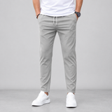 Tapered Leg Trousers with Drawstring Waist