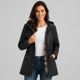 Zip Front Hooded Jacket with Drawstring Waist