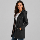 Zip Front Hooded Jacket with Drawstring Waist