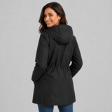 Zip Front Hooded Jacket with Drawstring Waist