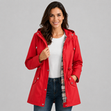Zip Front Hooded Jacket with Drawstring Waist