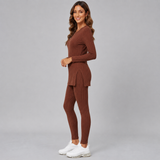 Ribbed Long-Sleeve Knit Top and Leggings Set