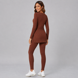Ribbed Long-Sleeve Knit Top and Leggings Set