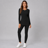 Ribbed Long-Sleeve Knit Top and Leggings Set