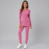 Ribbed Long-Sleeve Knit Top and Leggings Set