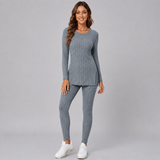 Ribbed Long-Sleeve Knit Top and Leggings Set