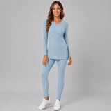Ribbed Long-Sleeve Knit Top and Leggings Set