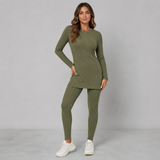 Ribbed Long-Sleeve Knit Top and Leggings Set
