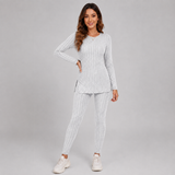 Ribbed Long-Sleeve Knit Top and Leggings Set