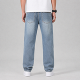 Washed Straight Leg Jeans with Pockets