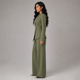 Tailored Wrap Blazer and Wide-Leg Trousers Set